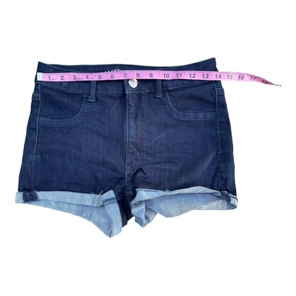 American Eagle Outfitters Super Stretch High Rise Shortie Shorts Blue Cuffed 6 - Picture 5 of 8